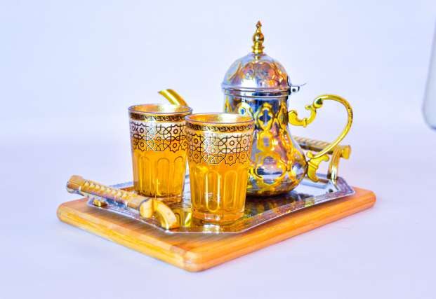 Moroccan mint tea and brass service